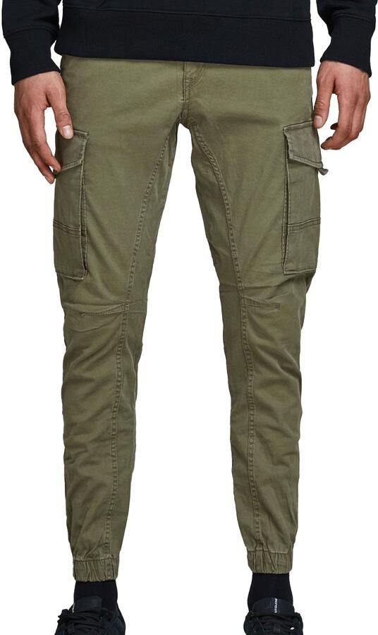 Jack & jones Groene effen broek met ritssluiting en knoopsluiting Green Heren