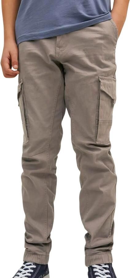 Jack & jones JUNIOR low waist slim fit cargobroek JPSTPAUL beige Jongens Stretchkatoen 176