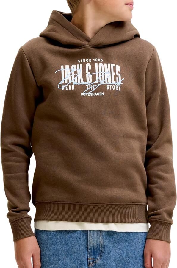 JACK & JONES JUNIOR hoodie met print bruin - Foto 4