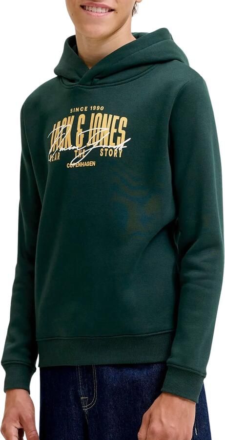 JACK & JONES JUNIOR hoodie met print donkergroen - Foto 3