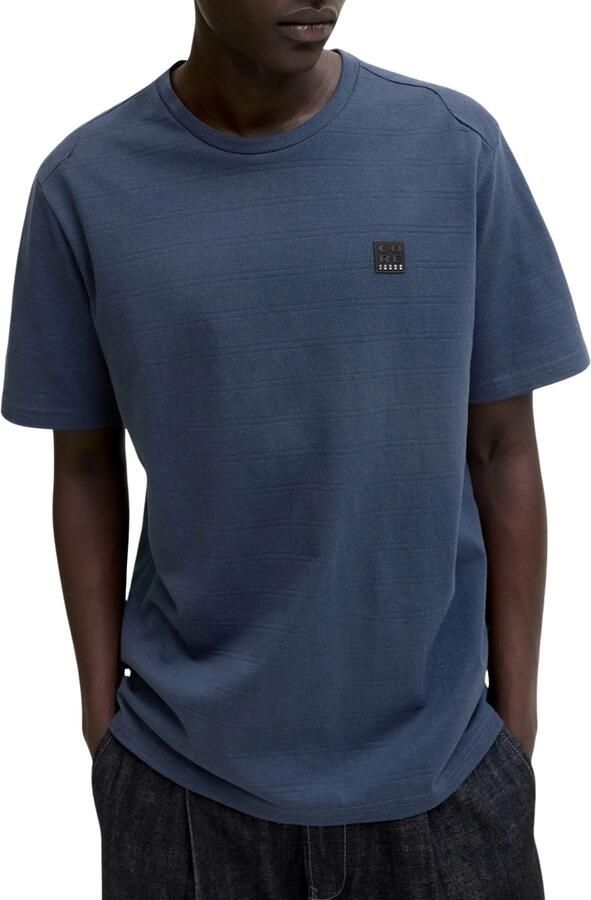 JACK & JONES CORE regular T-shirt met textuur donkerblauw - Foto 4