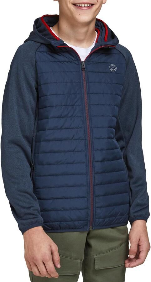 Jack & jones JUNIOR gewatteerde tussenjas JJEMULTI donkerblauw Jongens Polyester Capuchon 128 - Foto 10