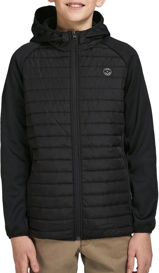 Jack & jones JUNIOR gewatteerde tussenjas JJEMULTI met logo zwart Jongens Polyester Capuchon 152 - Foto 3