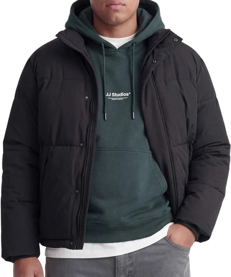 JACK & JONES PLUS SIZE gebreide gewatteerde winterjas zwart - Foto 3