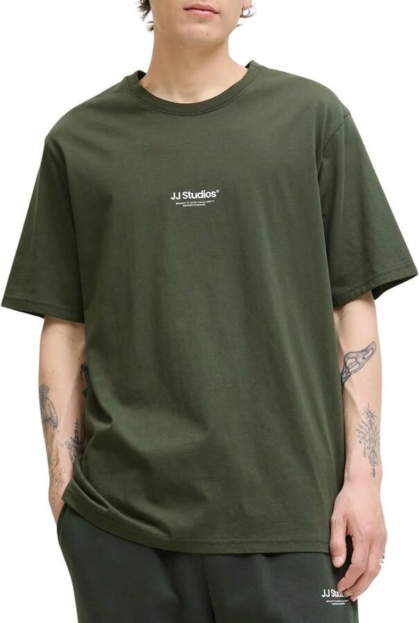 JACK & JONES ESSENTIALS relaxed T-shirt donkergroen - Foto 10