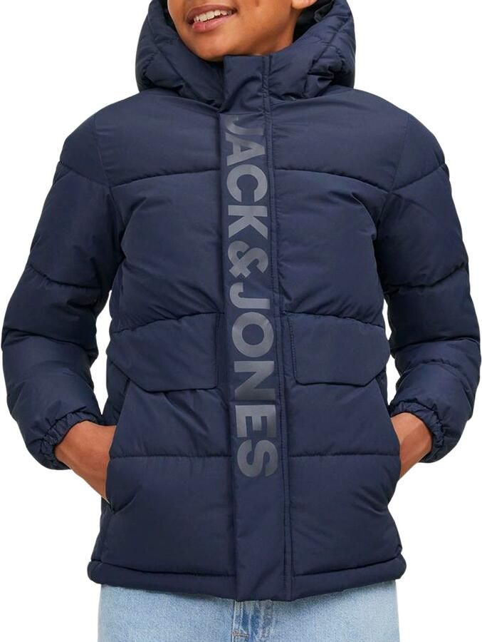 JACK & JONES JUNIOR gewatteerde winterjas JCOSPEED donkerblauw