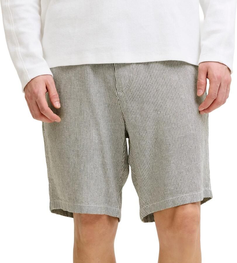 JACK & JONES PANTS STUDIO JPSTACE tapered gestreepte chino short met linnen bruin - Foto 4