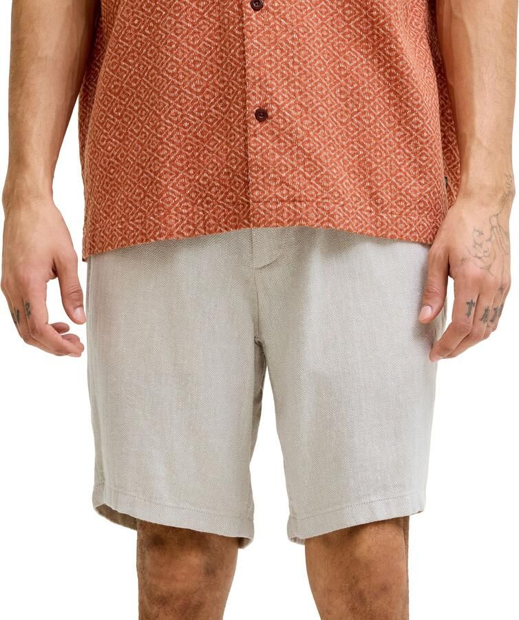 JACK & JONES PANTS STUDIO JPSTACE tapered chino short met linnen beige - Foto 4