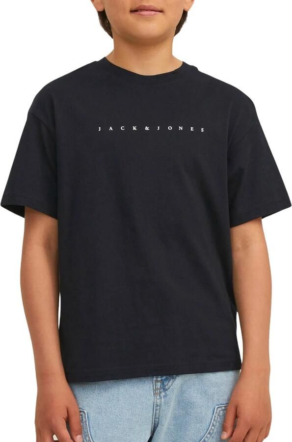 Jack & jones JUNIOR T-shirt JJESTAR met logo zwart Jongens Katoen Ronde hals 152 - Foto 4