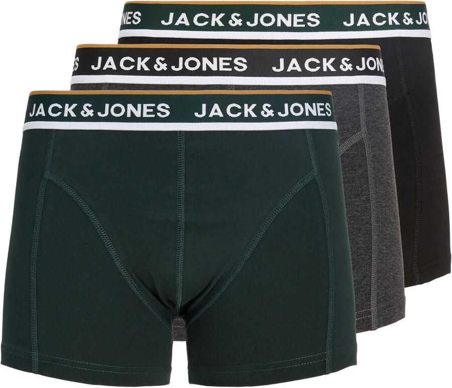 JACK & JONES ADDITIONALS boxershorts donkergroen grijs zwart (set van 3)