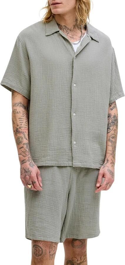 Jack & jones Tucket Cloth Overhemd en Short Set Heren