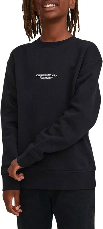 Jack & jones JUNIOR sweater JORVESTERBRO met tekst zwart Ecru Tekst 128 - Foto 5