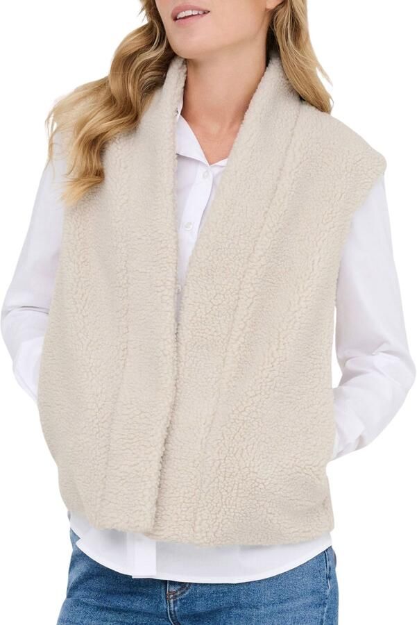 JDY Birdy Life Teddy Open Vest Dames