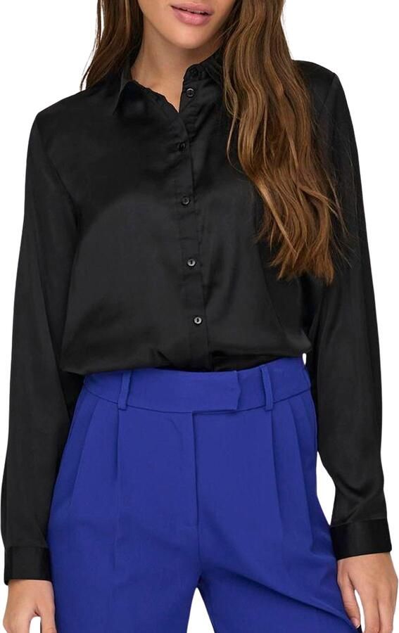 Jacqueline de Yong Zwarte damesoverhemd met lange mouwen Black Dames - Foto 6