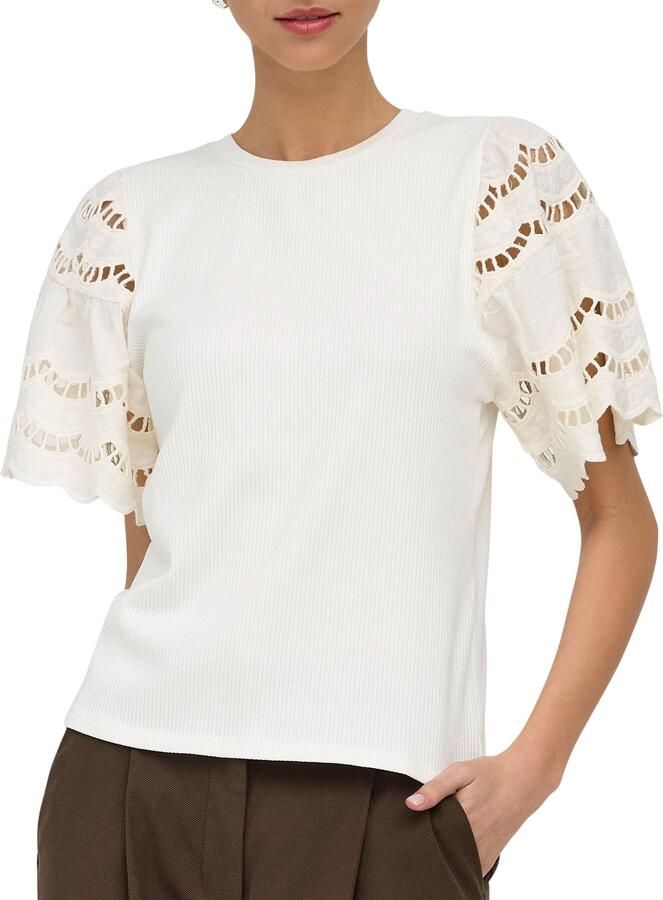 JDY Hilde SS Broderi Anglaise Shirt Dames