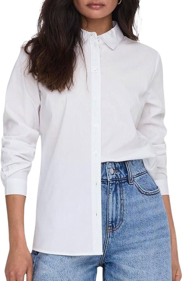 Jacqueline de Yong Klassieke Witte Blouse met Lange Mouwen White Dames