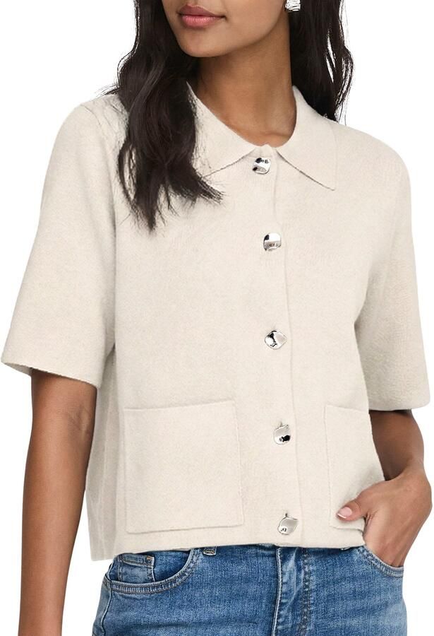 JDY Prime Life 2 4 Collard Knit Cardigan Vest Dames