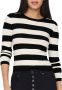 Jacqueline de Yong Gestreepte Gebreide Ronde Hals Trui Black Dames - Thumbnail 2