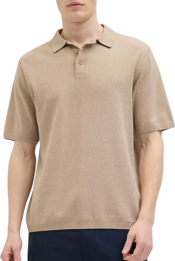 JJ REBEL regular polo gebreid bruin - Foto 3