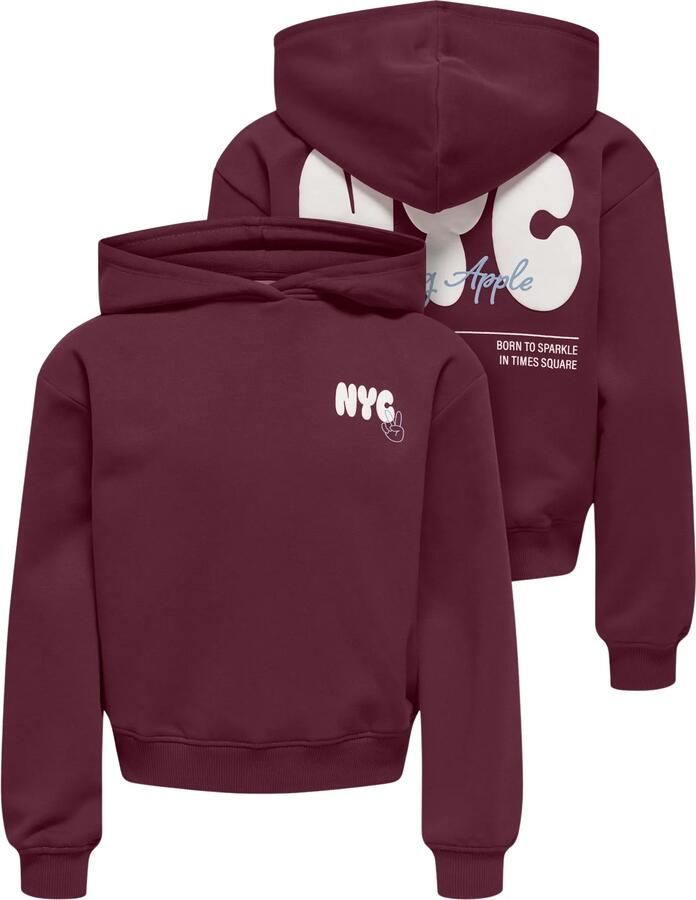 ONLY KIDS GIRL hoodie met backprint donkerpaars - Foto 3
