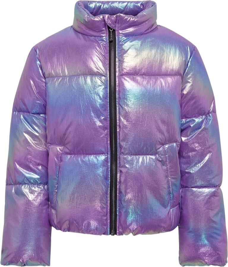 Only KIDS GIRL gewatteerde winterjas KOGCELINE paars metallic Meisjes Nylon Opstaande kraag 164