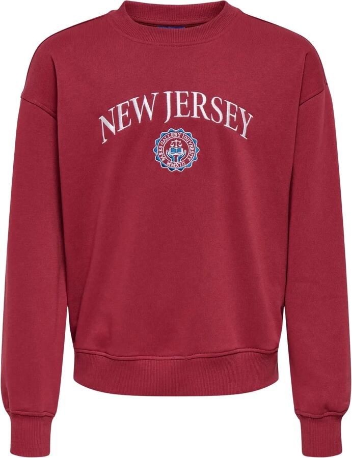 ONLY & SONS JUNIOR sweat sweater met borduursels en tekst rood - Foto 2