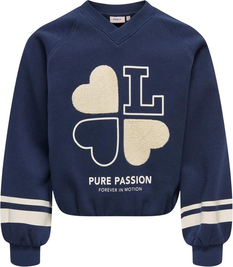 ONLY KIDS GIRL rechtvallende sweater met print donkerblauw - Foto 3