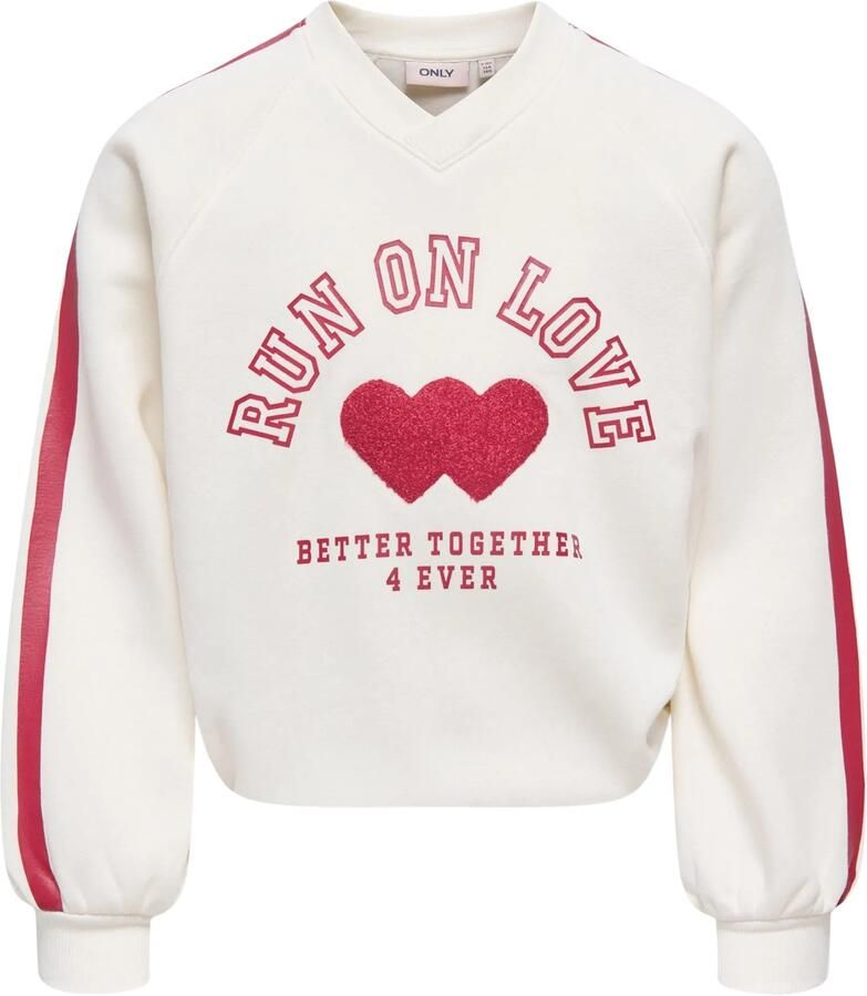 ONLY KIDS GIRL rechtvallende sweater met print ecru - Foto 3