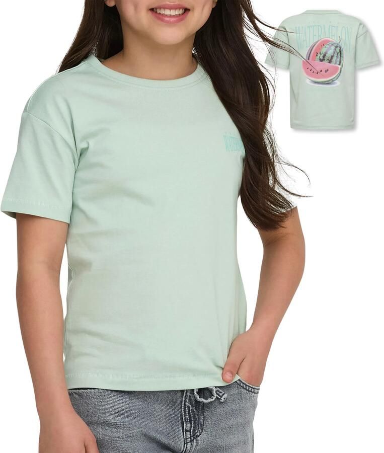 ONLY KIDS GIRL T-shirt met backprint groen - Foto 4