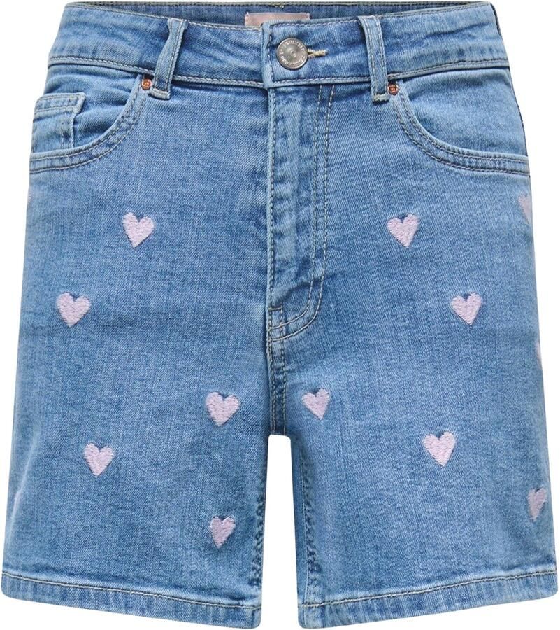 ONLY KIDS GIRL high waist short met hartjes medium blue denim - Foto 2