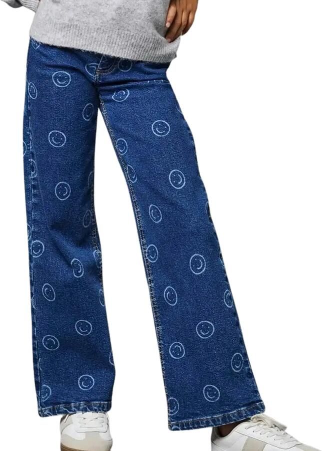 ONLY KIDS GIRL KOGJUICY regular waist wide leg jeans met print donkerblauw - Foto 3