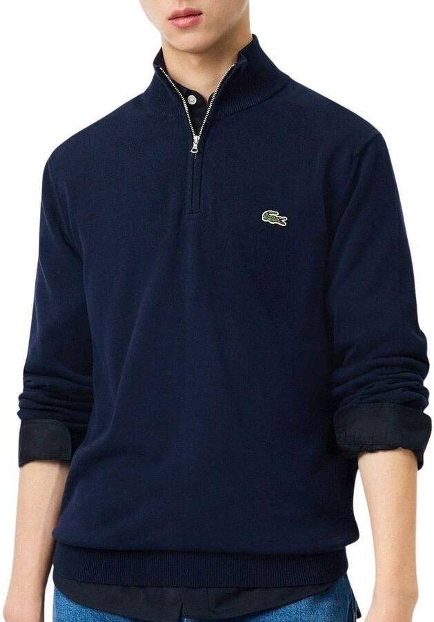 Lacoste Blauwe Half-Zip Sweater Essentieel Moderne Man Blue Heren