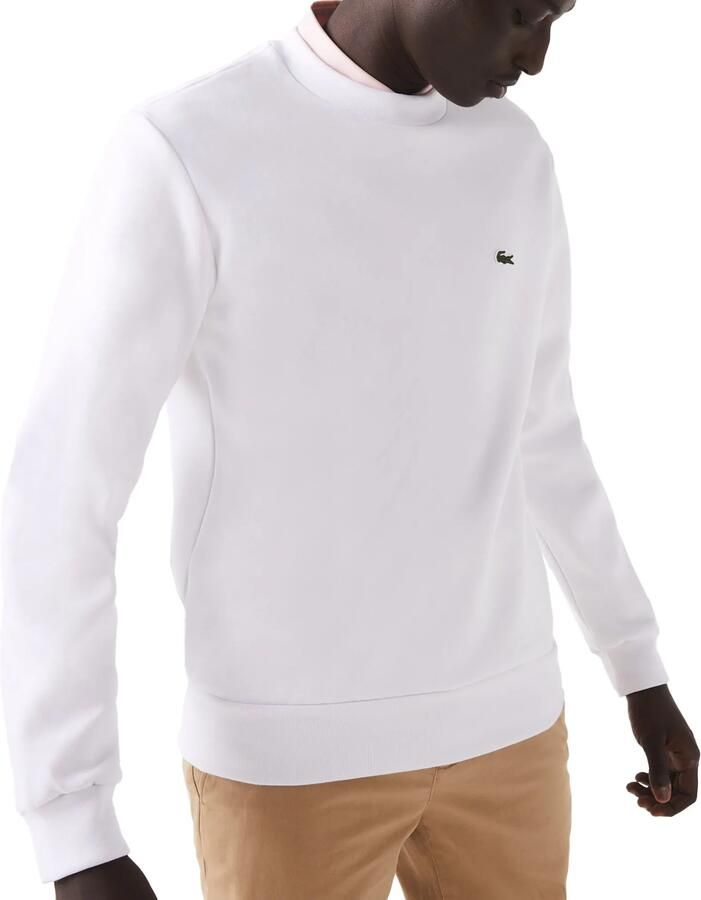 Lacoste Witte Heren Sweatshirt met Geribbelde Zoom en Manchetten White Heren