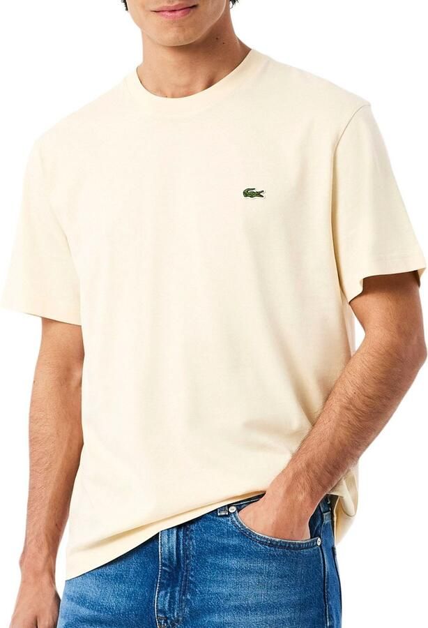 LACOSTE Heren Polo's & T-shirts Cotton T-shirt Creme - Foto 5