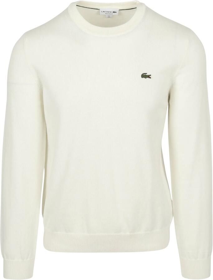 Lacoste Witte Sweater met Geborduurde Krokodil White Heren