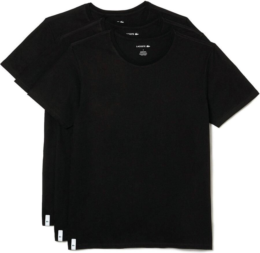 Lacoste T-shirt Lounge 3 Pack Plain Stretch Cotton T-Shirts Black