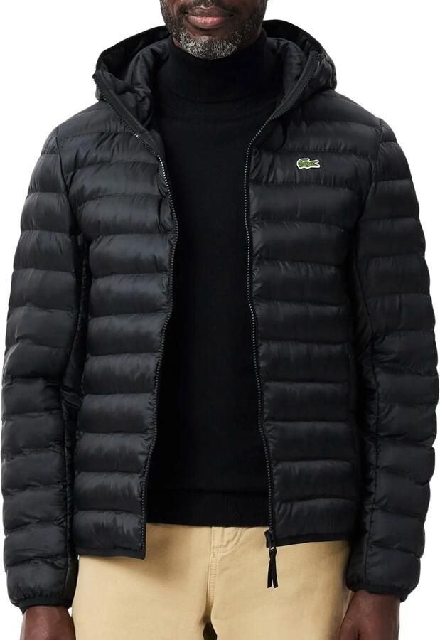Lacoste Zwarte Essential Gewatteerde Jas Black Heren