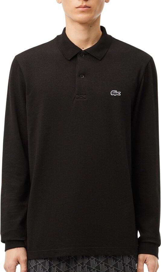 Lacoste T-shirt Regular Fit Long Sleeve Cotton Blend Polo Shirt Black