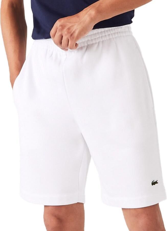 Lacoste Witte katoenen shorts met krokodilborduursel White Heren