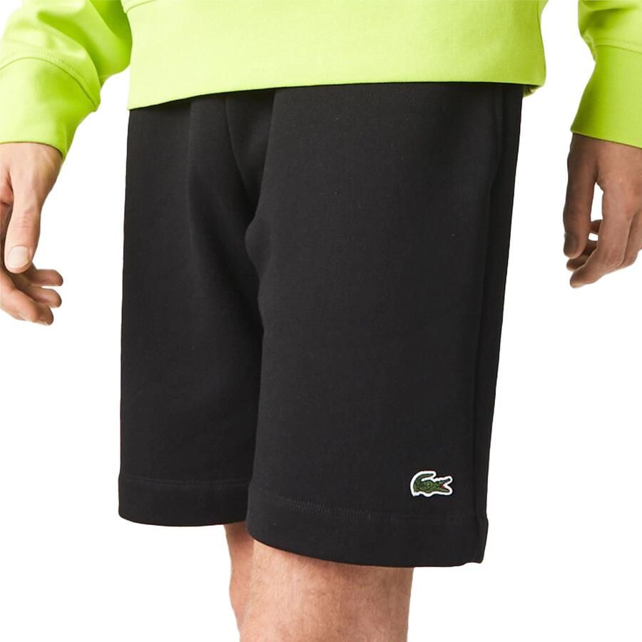 Lacoste Zwarte Katoenen Sweatshorts Krokodil Geborduurd Black Heren