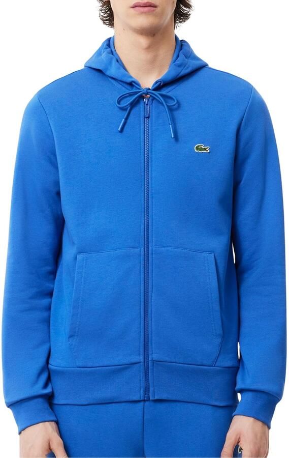 Lacoste Jogger Sweatshirt met rits en kangoeroezak Blue Heren