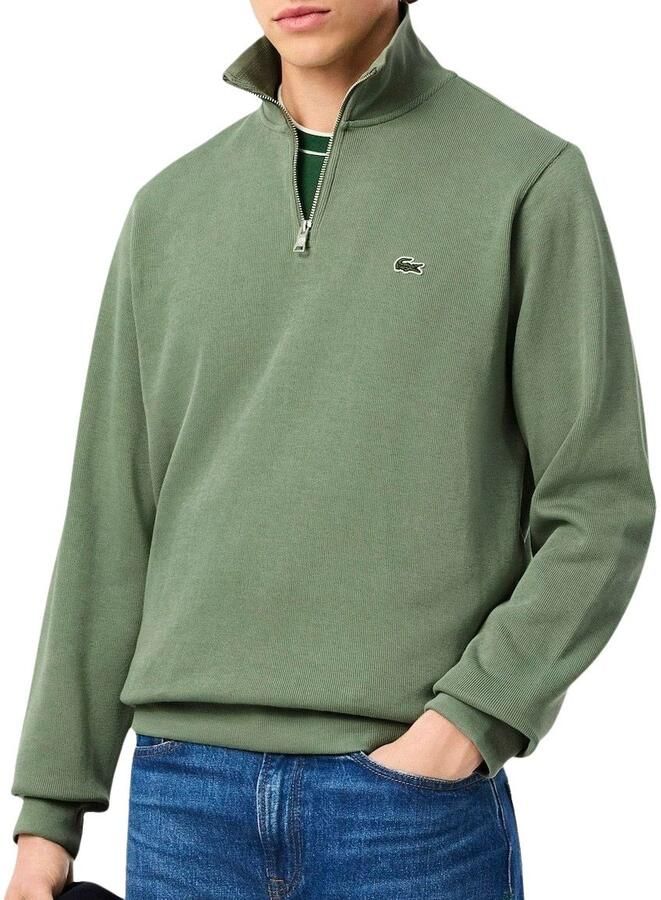 Lacoste Sweater Zip-Up High Neck Interlock Sweatshirt Thyme