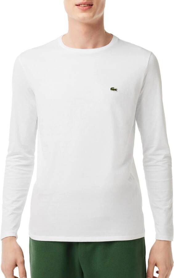 Lacoste Witte T-shirt met Lange Mouwen en Logo White Heren