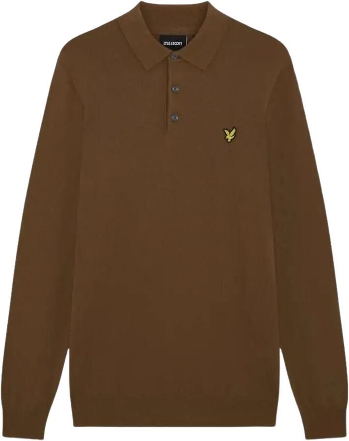 Lyle & Scott Polo Shirt Lange Mouw Lyle & Scott Polo shirt met lange mouwen van katoen-merino gebreide stof