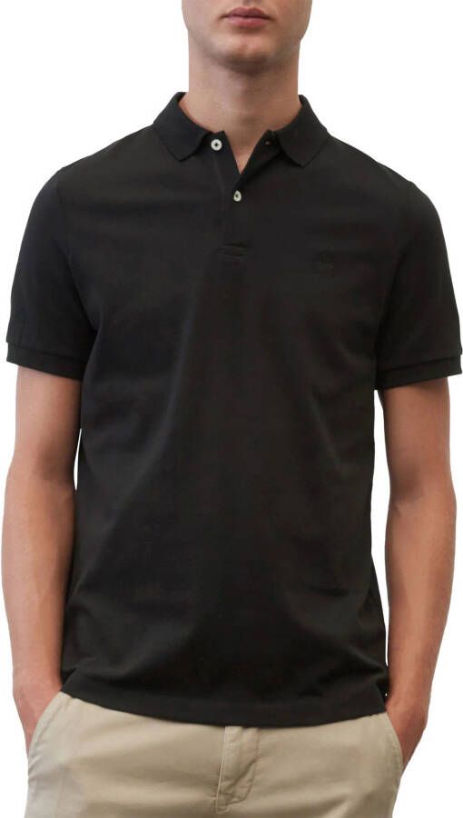 Marc O'Polo Short sleeve polo shirt in piqué fabric Zwart Heren