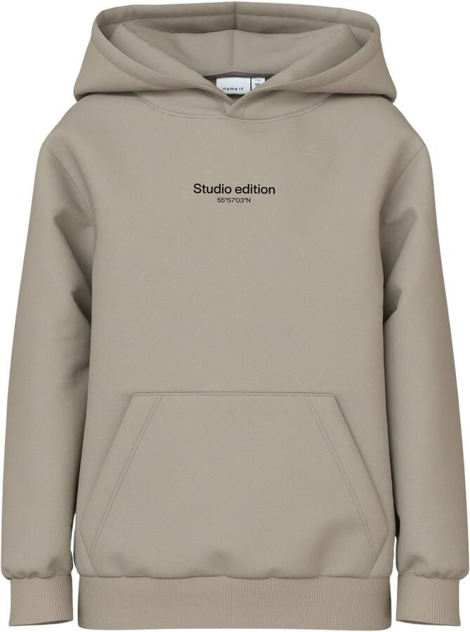 Name it KIDS hoodie met tekst beige Sweater Tekst 134 140