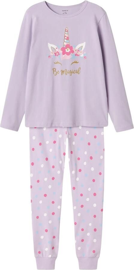 Name it KIDS pyjama NKFNIGHTSET MAGICAL lila Paars Meisjes Stretchkatoen Ronde hals 158 164