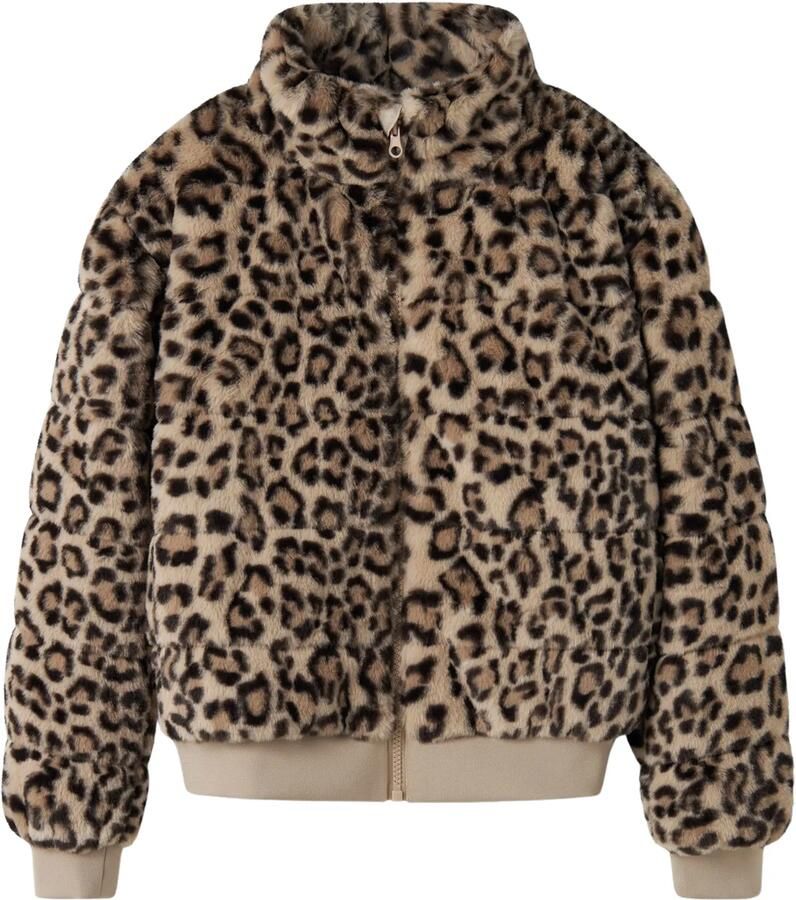 NAME IT KIDS faux fur jas met panterprint beige - Foto 2
