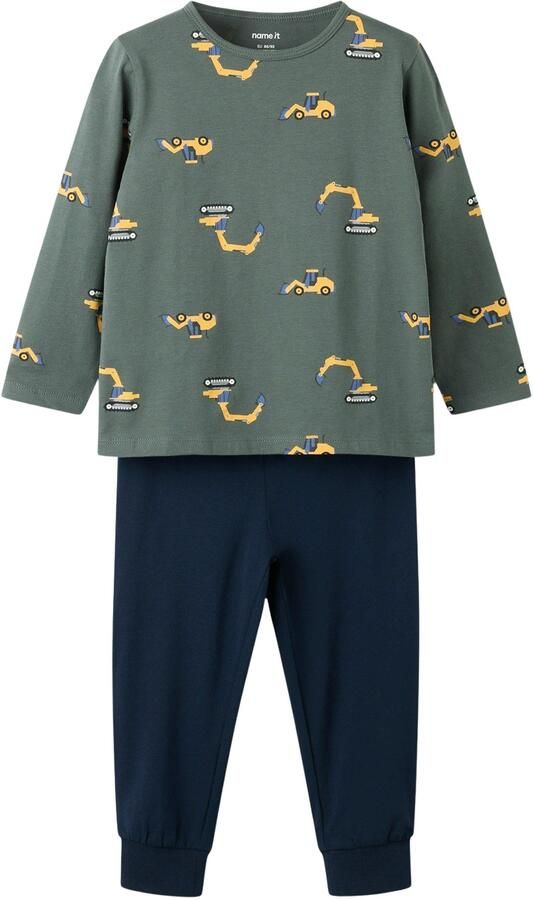 NAME IT MINI pyjama met print grijsgroen donkerblauw - Foto 3