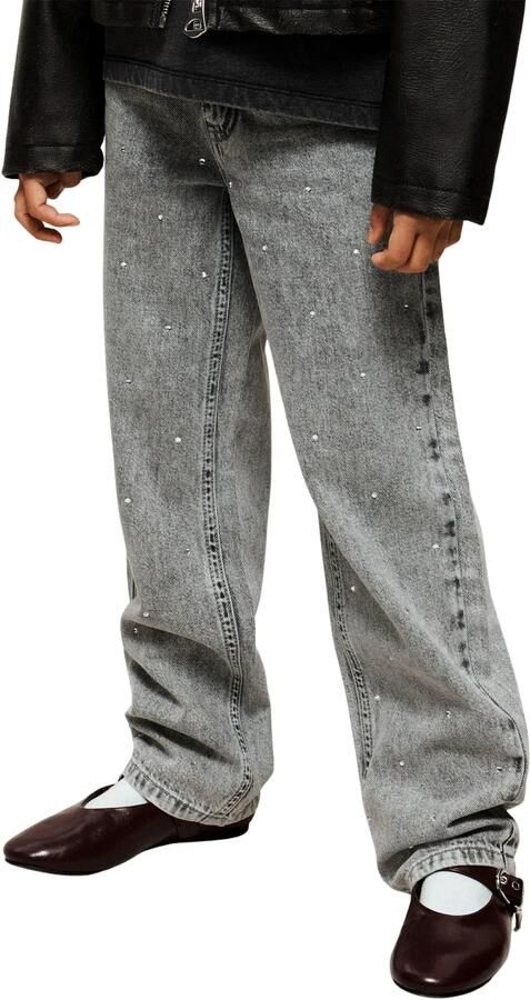 NAME IT KIDS straight leg jeans met strass-steentjes light grey denim - Foto 7